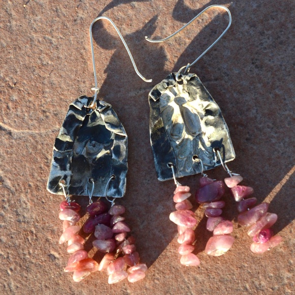 Pink Tourmaline Antique Sterling Silver Earrings - Picture 6 of 6